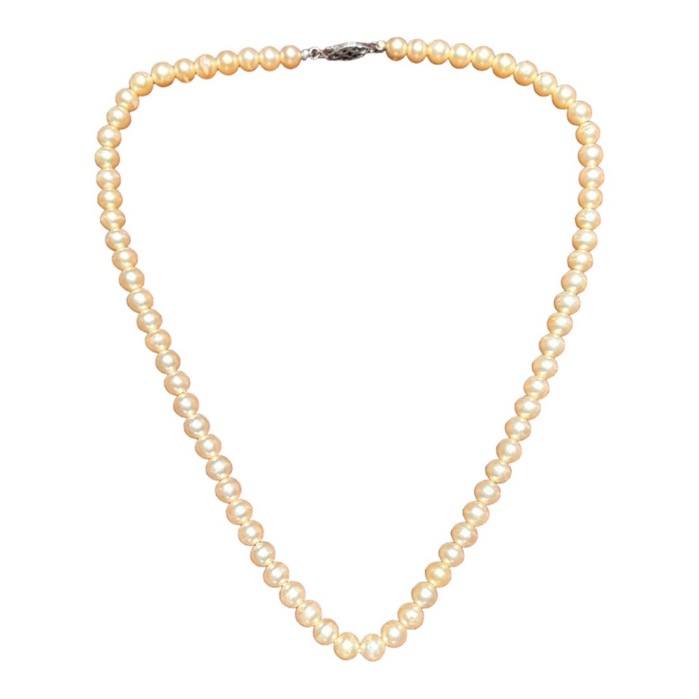 Beaded 24.5" Necklace with Hook Closure Women's Cream